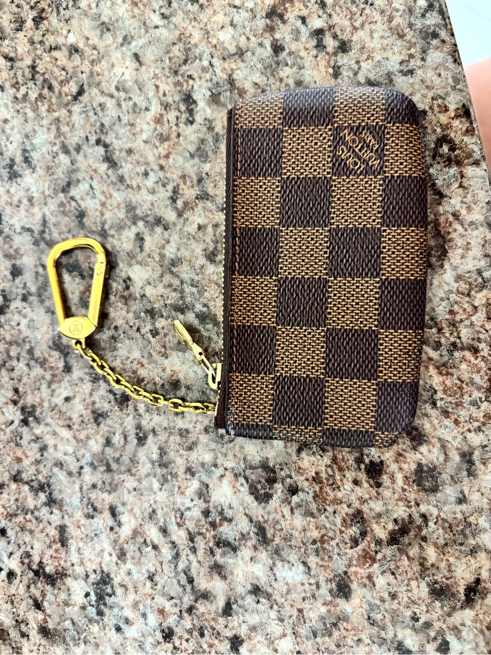 Louis Vuitton Damier Ebene Key Pouch - Brown & Gold